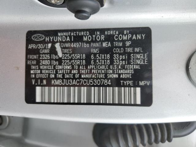 KM8JU3AC7CU530784 - 2012 HYUNDAI TUCSON GLS SILVER photo 12