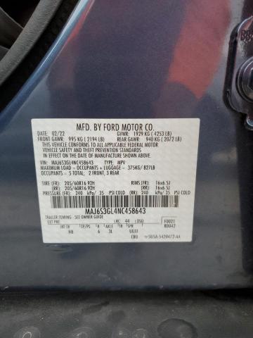 MAJ6S3GL4NC458643 - 2022 FORD ECOSPORT SE BLUE photo 13