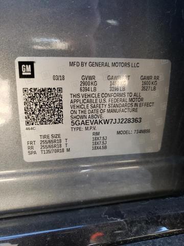 5GAEVAKW7JJ228363 - 2018 BUICK ENCLAVE ESSENCE 灰色 照片 13