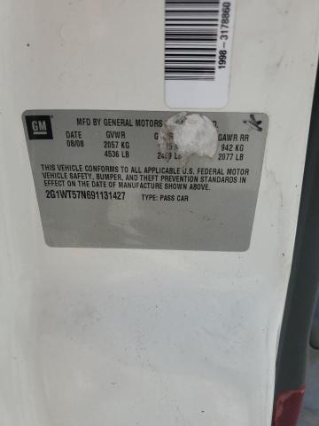 2G1WT57N691131427 - 2009 CHEVROLET IMPALA 1LT თეთრი ფოტო 12