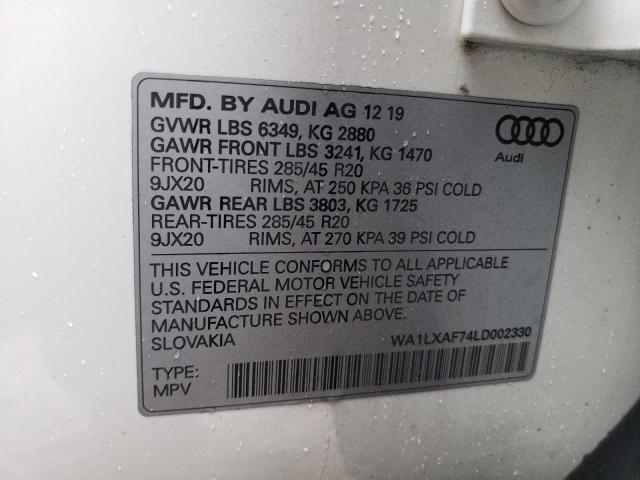 WA1LXAF74LD002330 - 2020 AUDI Q7 PREMIUM PLUS Белый фото 13