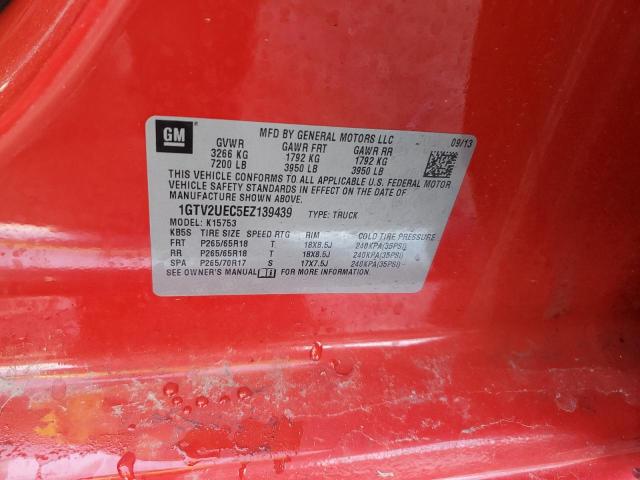 1GTV2UEC5EZ139439 - 2014 GMC SIERRA K1500 SLE RED photo 12