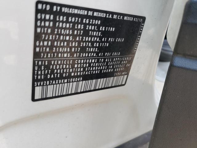 3VV2B7AX9KM106049 - 2019 VOLKSWAGEN TIGUAN SE Ağ foto 13
