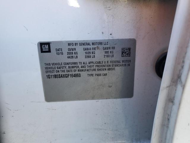 1G11B5SAXGF164860 - 2016 CHEVROLET MALIBU LIM LS WHITE photo 12