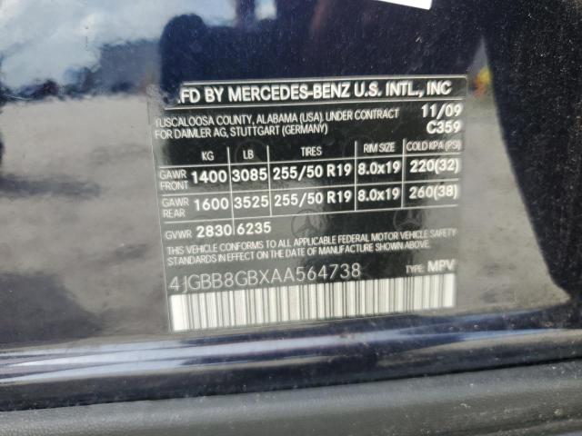 4JGBB8GBXAA564738 - 2010 MERCEDES-BENZ ML 350 4MATIC BLUE photo 13