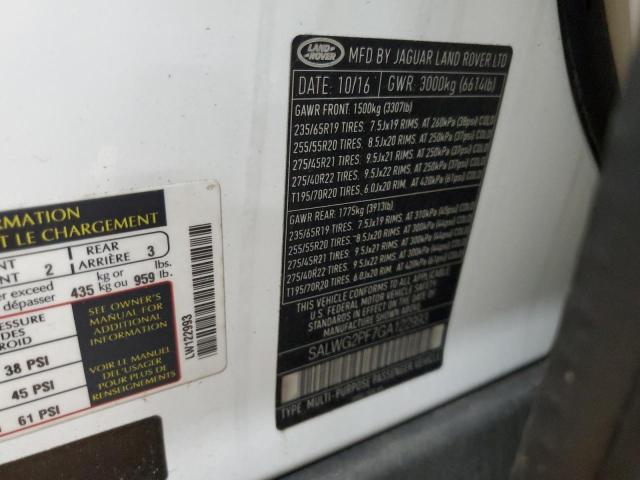 SALWG2PF7GA122993 - 2016 LAND ROVER RANGE ROVE SE WHITE photo 13