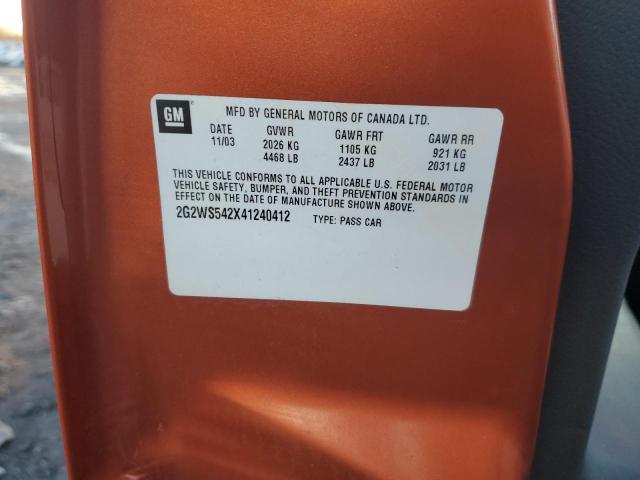 2G2WS542X41240412 - 2004 PONTIAC GRAND PRIX GT2 ORANGE photo 12