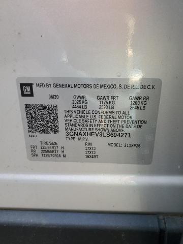 3GNAXHEV3LS694271 - 2020 CHEVROLET EQUINOX LS GRAY photo 14