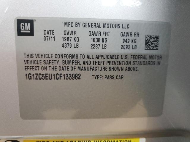 1G1ZC5EU1CF133982 - 2012 CHEVROLET MALIBU 1LT SILVER photo 12