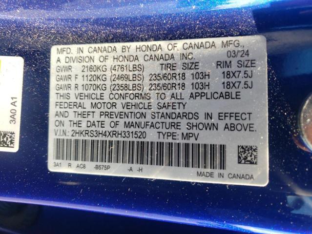 2HKRS3H4XRH331520 - 2024 HONDA CR-V EX BLUE photo 13