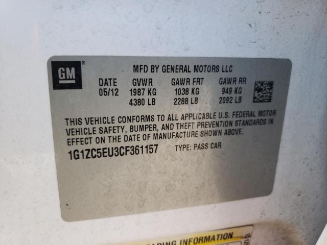 1G1ZC5EU3CF361157 - 2012 CHEVROLET MALIBU 1LT 白色 照片 12