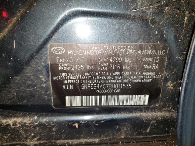 5NPEB4AC7BH011535 - 2011 HYUNDAI SONATA GLS BLUE photo 12