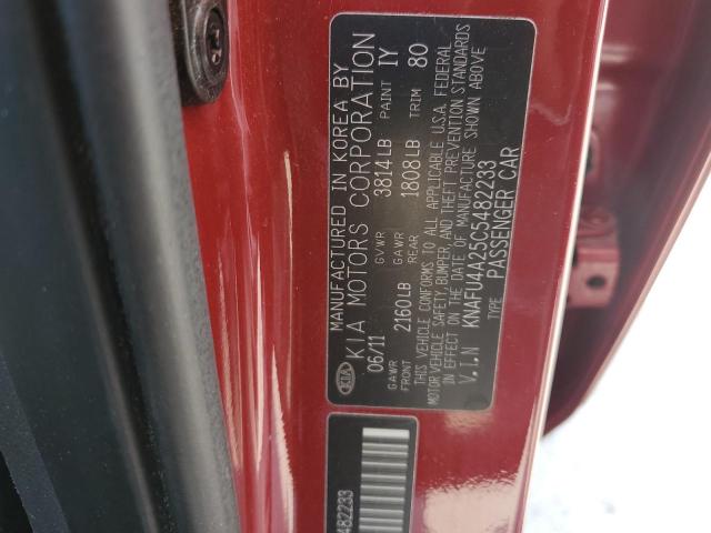 KNAFU4A25C5482233 - 2012 KIA FORTE EX წითელი ფოტო 12