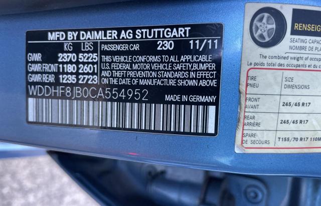 WDDHF8JB0CA554952 - 2012 MERCEDES-BENZ E 350 4MATIC BLUE photo 10