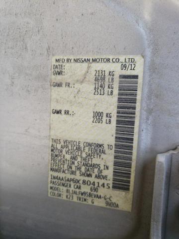 1N4AA5AP6DC804145 - 2013 NISSAN MAXIMA S 银色 照片 12