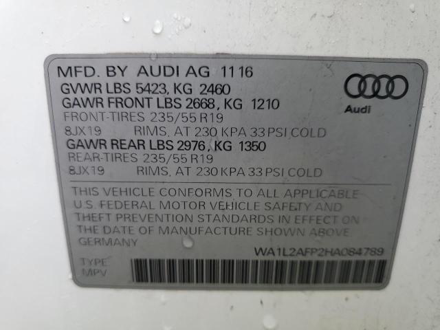 WA1L2AFP2HA084789 - 2017 AUDI Q5 PREMIUM PLUS Blanc photo 13