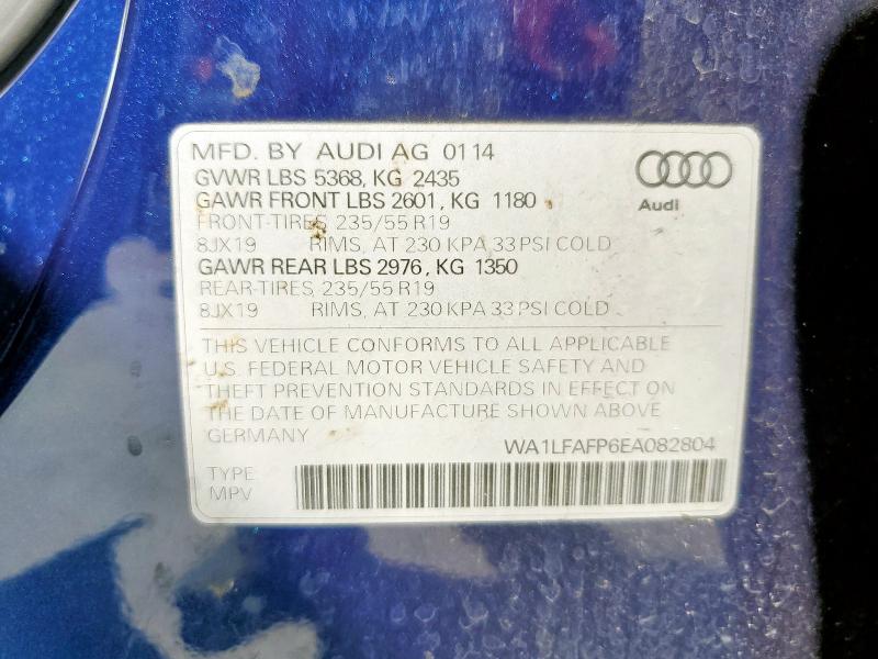 WA1LFAFP6EA082804 - 2014 AUDI Q5 PREMIUM PLUS BLUE photo 13