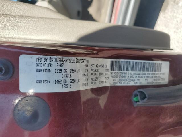 1J8GR48K47C614424 - 2007 JEEP GRAND CHEROKEE LAREDO BURGUNDY photo 13