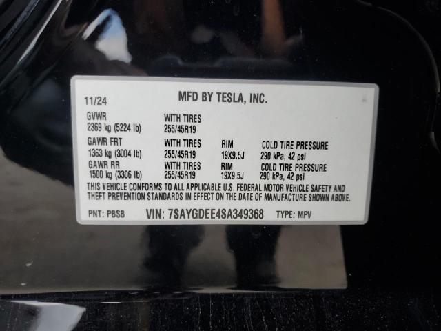 7SAYGDEE4SA349368 - 2025 TESLA MODEL Y 黑色 照片 13