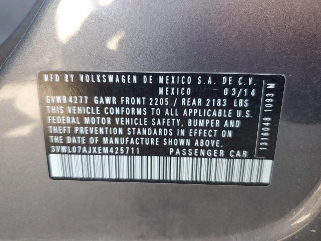 3VWL07AJXEM425711 - 2014 VOLKSWAGEN JETTA SEL ნაცრისფერი ფოტო 12