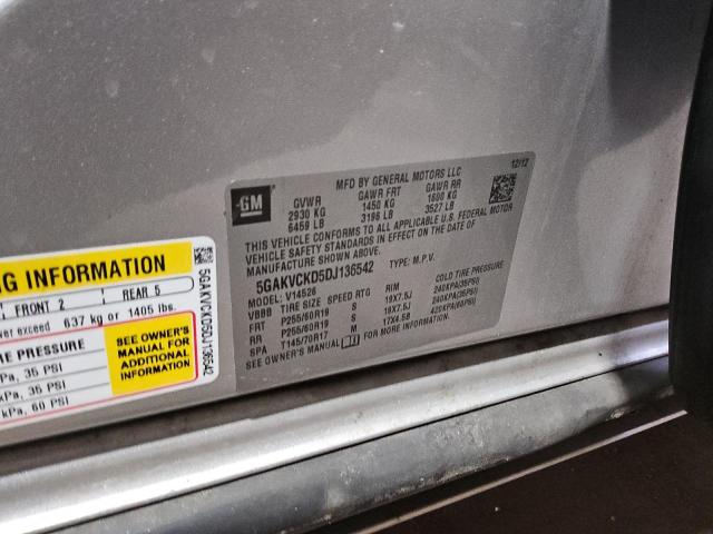 5GAKVCKD5DJ136542 - 2013 BUICK ENCLAVE SILVER photo 12