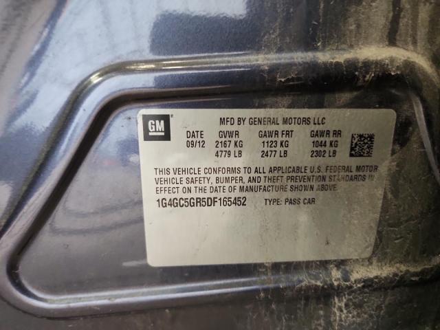 1G4GC5GR5DF165452 - 2013 BUICK LACROSSE BLUE photo 12