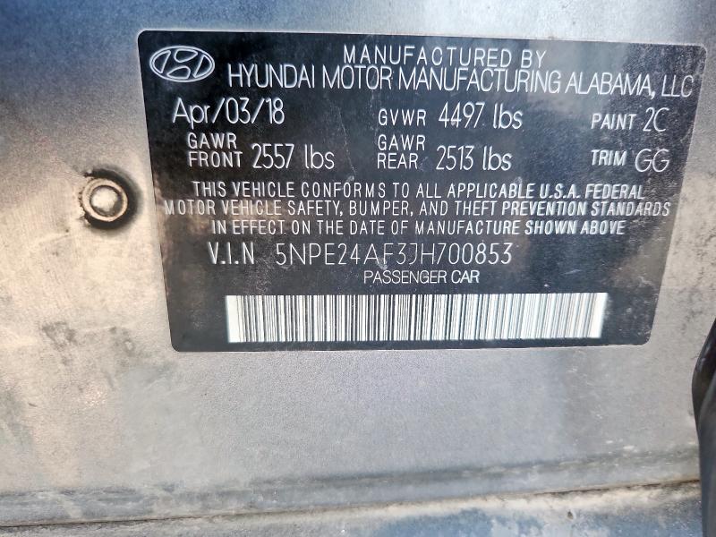 5NPE24AF3JH700853 - 2018 HYUNDAI SONATA SE Күміс фото 12