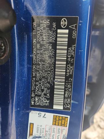 JTDKB20UX97867797 - 2009 TOYOTA PRIUS 蓝色 照片 12