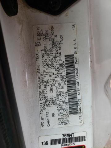 5TFTX4CN3CX017331 - 2012 TOYOTA TACOMA ACCESS CAB თეთრი ფოტო 12