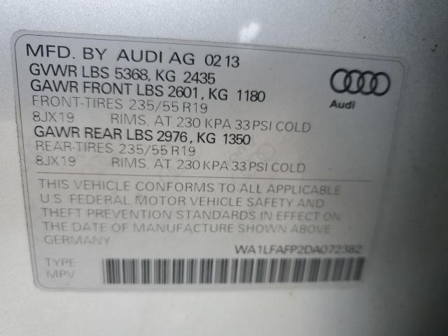 WA1LFAFP2DA072382 - 2013 AUDI Q5 PREMIUM PLUS Argent photo 13