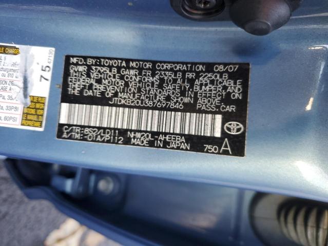 JTDKB20U387697846 - 2008 TOYOTA PRIUS BLUE photo 12