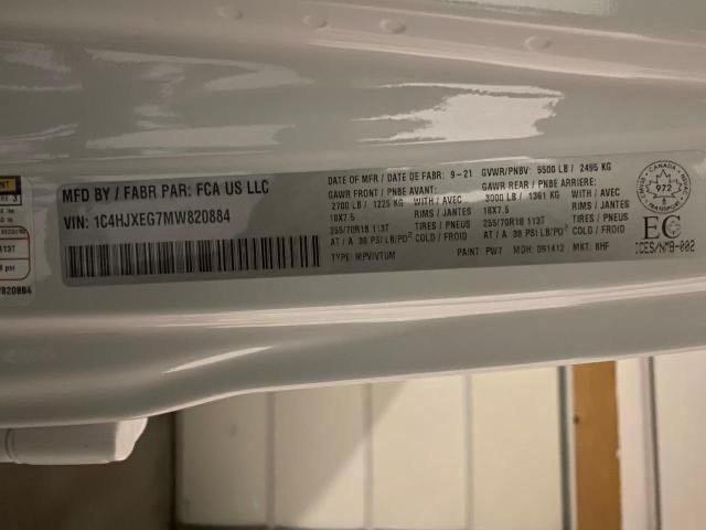 1C4HJXEG7MW820884 - 2021 JEEP WRANGLER U SAHARA WHITE photo 10