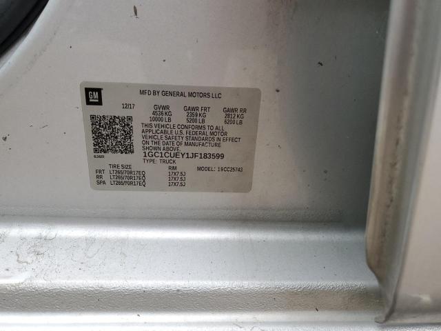 1GC1CUEY1JF183599 - 2018 CHEVROLET SILVERADO C2500 HEAVY DUTY SILVER photo 12