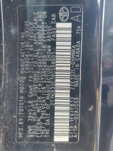 2T1KR32E16C568801 - 2006 TOYOTA COROLLA MA XR BLACK photo 12