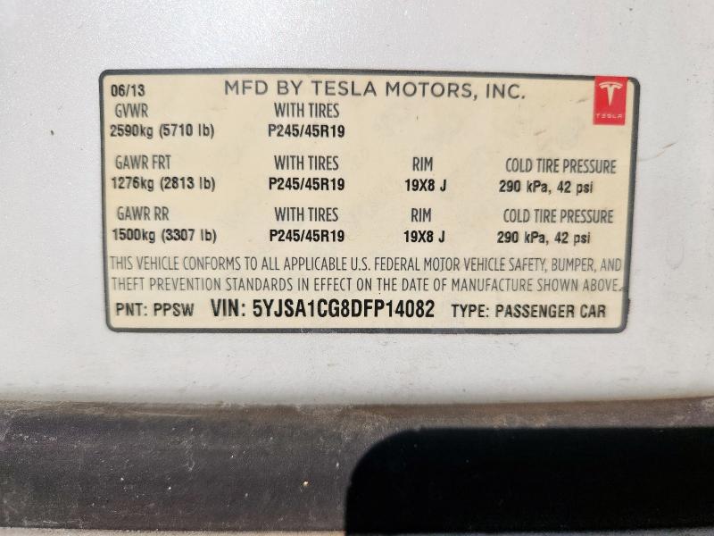 5YJSA1CG8DFP14082 - 2013 TESLA MODEL S Ақ фото 12