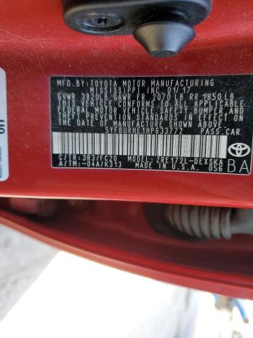 5YFBURHE1HP633772 - 2017 TOYOTA COROLLA L RED photo 12