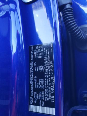 5NMJBCDE8RH313669 - 2024 HYUNDAI TUCSON SEL BLUE photo 14