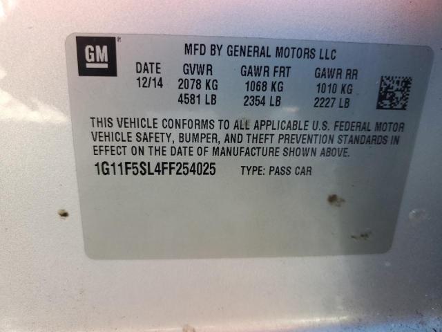 1G11F5SL4FF254025 - 2015 CHEVROLET MALIBU LTZ ვერცხლისფერი ფოტო 12