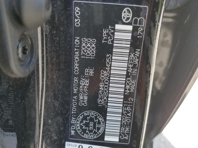 JTDKB20U093544253 - 2009 TOYOTA PRIUS BLACK photo 12