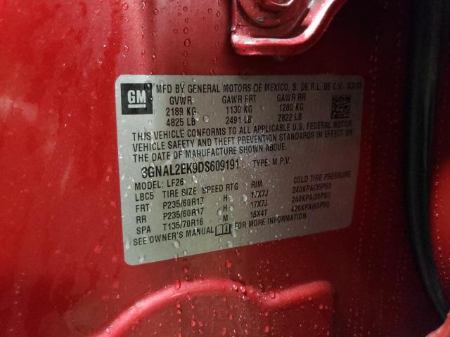 3GNAL2EK9DS609191 - 2013 CHEVROLET CAPTIVA LS 红色 照片 12