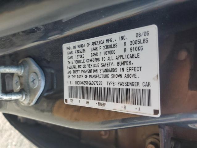 1HGCM66516A067265 - 2006 HONDA ACCORD EX BLUE photo 13