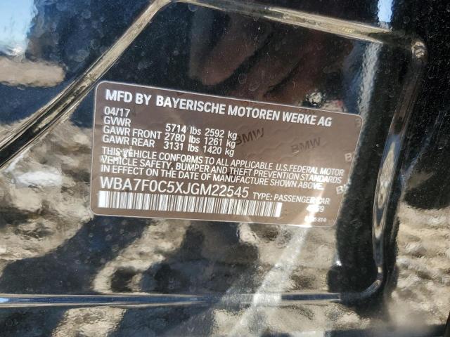 WBA7F0C5XJGM22545 - 2018 BMW 750 I BLACK photo 12