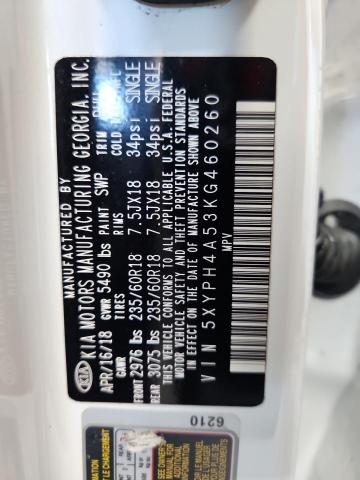 5XYPH4A53KG460260 - 2019 KIA SORENTO EX თეთრი ფოტო 13