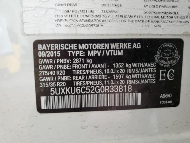 5UXKU6C52GXR33818 - 2016 BMW X6 XDRIVE5 WHITE photo 13