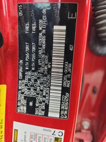 JTEBU5JR3F5256289 - 2015 TOYOTA 4RUNNER SR5/SR5 PREMIUM RED photo 12