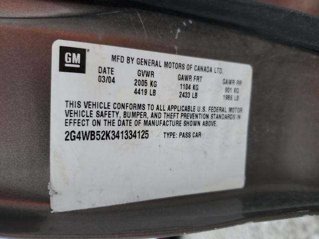 2G4WB52K341334125 - 2004 BUICK REGAL LS 棕色 照片 12