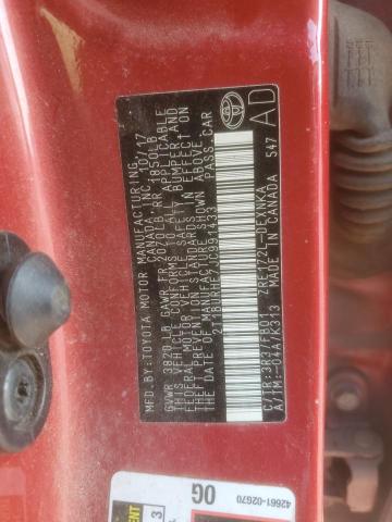 2T1BURHE7JC991433 - 2018 TOYOTA COROLLA L 红色 照片 12