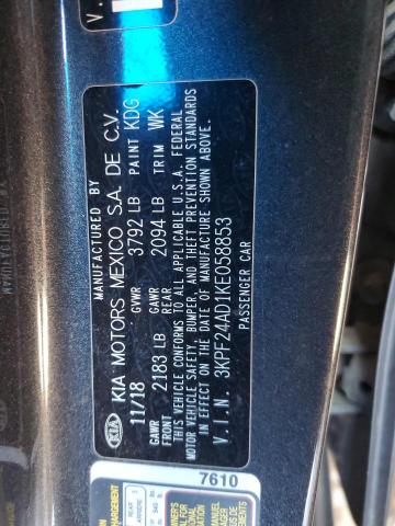 3KPF24AD1KE058853 - 2019 KIA FORTE FE Argent photo 12