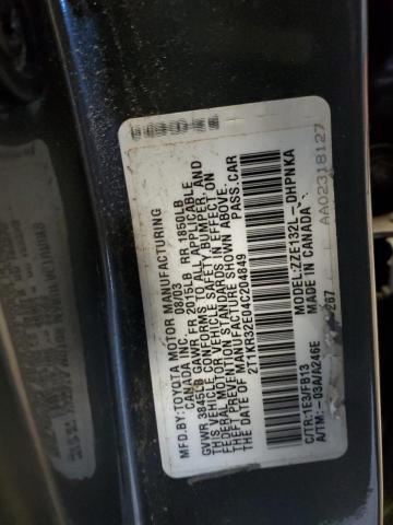 2T1KR32E04C204849 - 2004 TOYOTA COROLLA MA XR CHARCOAL photo 12