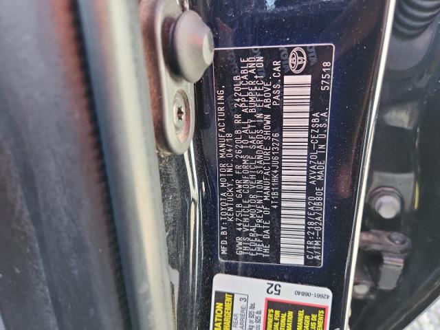 4T1B11HK4JU613276 - 2018 TOYOTA CAMRY L Schwarz Foto 12